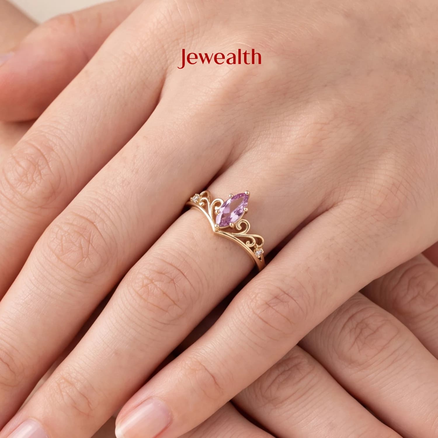 Princess crown ring with Pink Sapphire 3